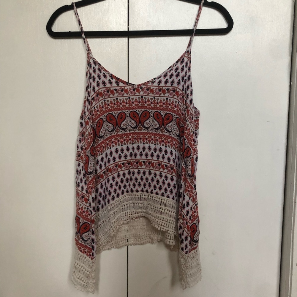 Francesca’s Red Paisley Tank top
